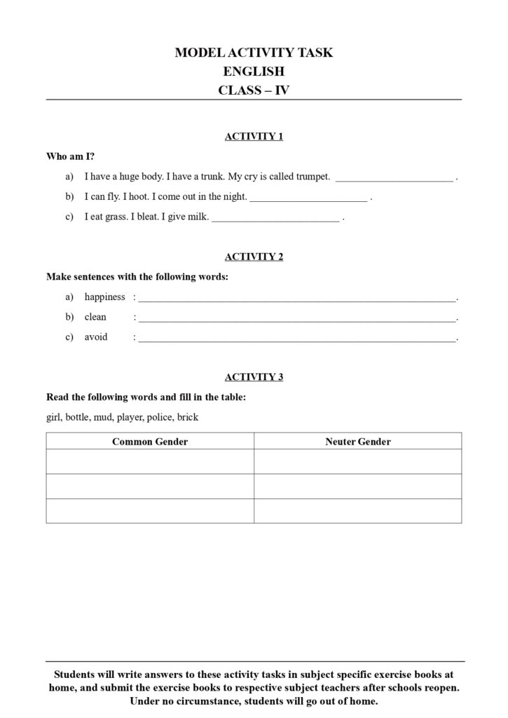 Model Activity Task Class 8 English Part 4 Class 4 Model Activity Task English - TextbookPlus