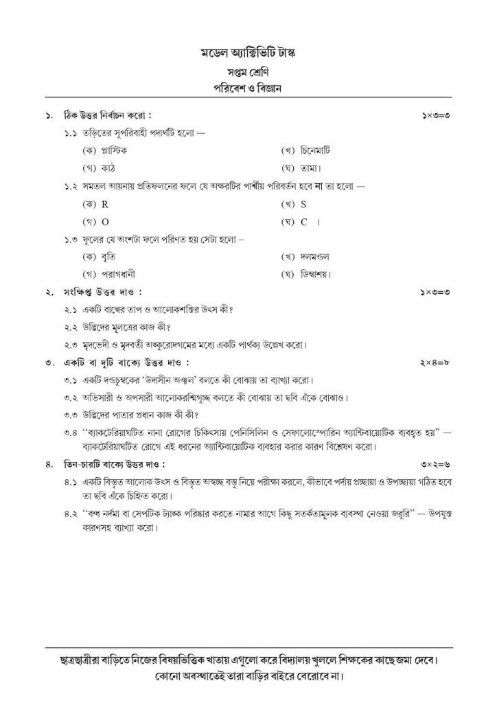 Class 7 Science Model Activity Task October, 2021 Part- 7