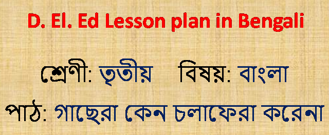 D El Ed Lesson Plan in Bengali Class 3 Bangla